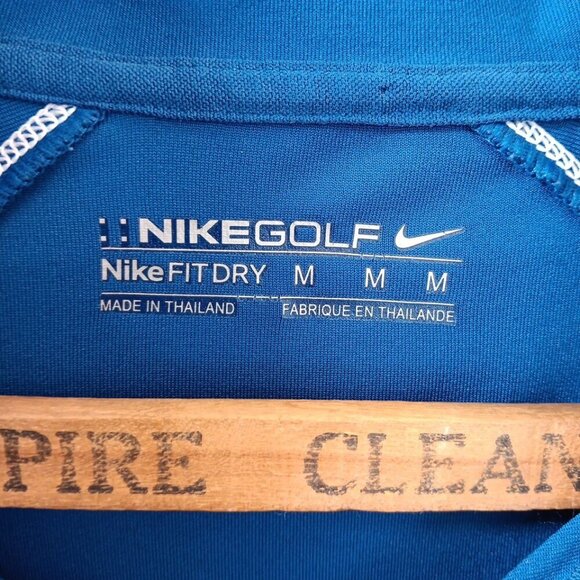 Medium Men’s Nike Golf Fit Dry Polyester Blue Golf Polo Swoosh Logo Very Good - Picture 3 of 11